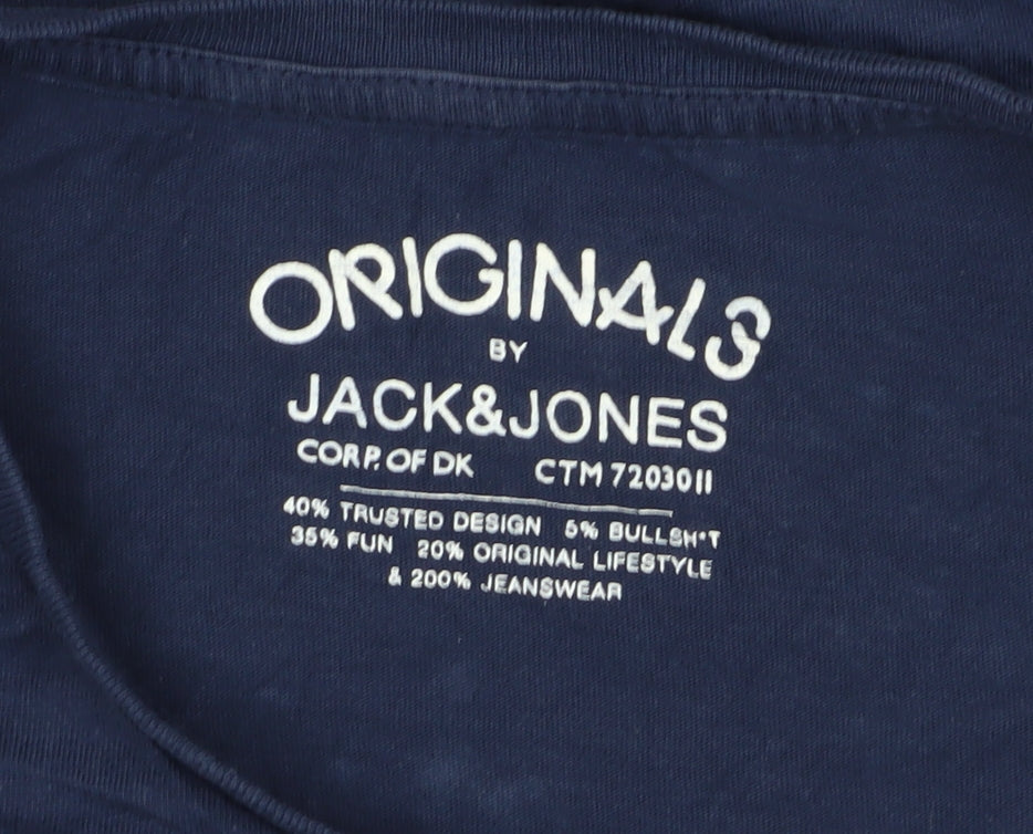 Jack & Jones Men's Blue Graphic T-Shirt Size S