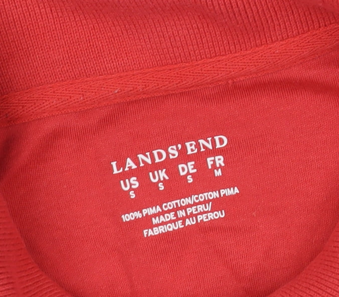 Lands' End Women's Red Polka Dot Polo Shirt, Size S, Casual Wear