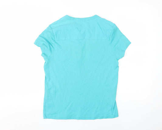 Womens UK Size 14 Maine New England Blue 100% Cotton T-Shirt