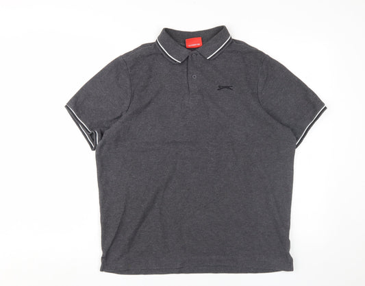 Slazenger Men's Grey Polo, L, Short Sleeve, Casual Wear