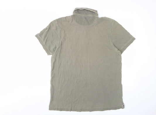 Red Herring Men's Beige Polo Shirt, Size M, Short Sleeve