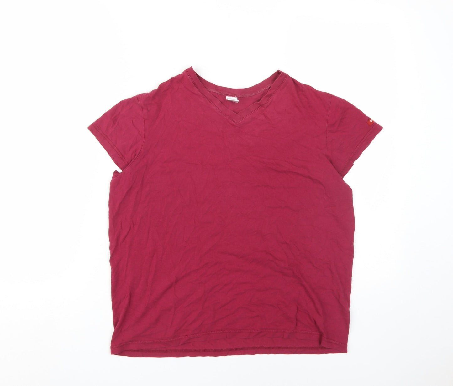 DKNY Women's Red V-Neck T-Shirt - Medium