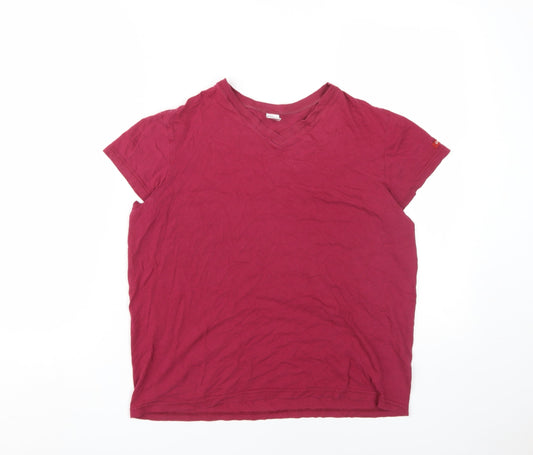 DKNY Women's Red V-Neck T-Shirt - Medium