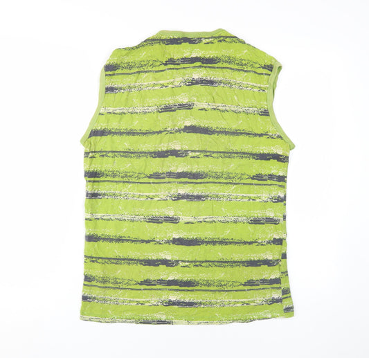 Best Blood Men's Green Sleeveless Striped T-Shirt L