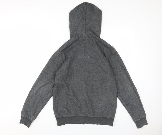 H&M Boys Grey Full Zip Hoodie, 12-13 Years, Cotton Blend