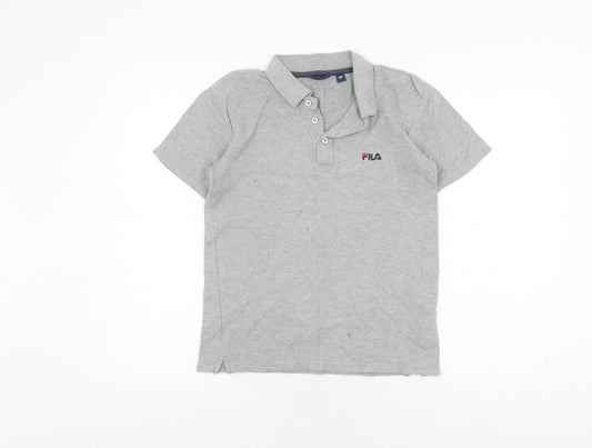 Fila Boys Grey Polo Shirt, Medium Regular Fit Casual