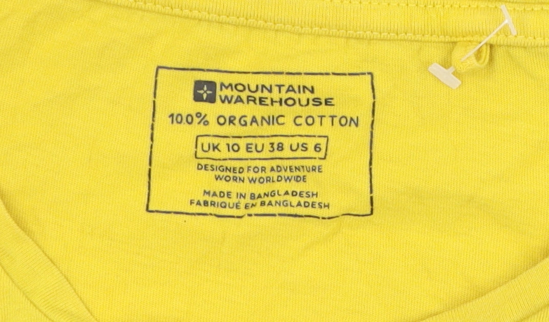 Womens UK Size 10 Mountain Warehouse Yellow Cotton T-Shirt