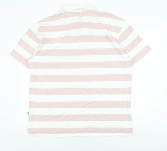 Hawkshead Men's Pink Striped Polo XL Short Sleeve