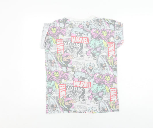 Unisex Adultss UK Size 6 Marvel Comics Multicoloured Polyester Blend T-Shirt