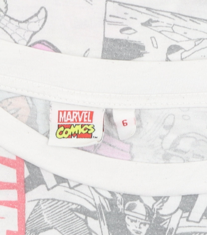 Unisex Adultss UK Size 6 Marvel Comics Multicoloured Polyester Blend T-Shirt