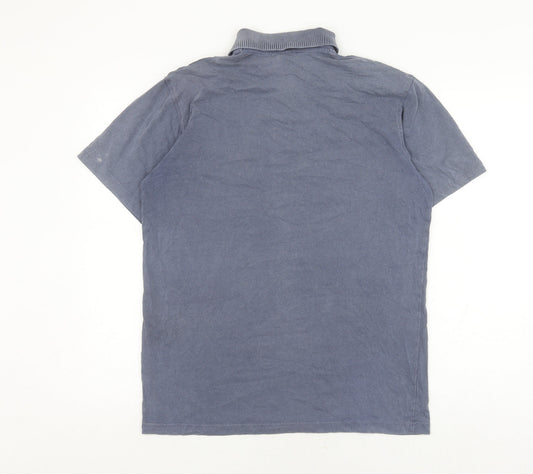 Men's Blue Cotton Goldman Polo Shirt M Short Sleeve