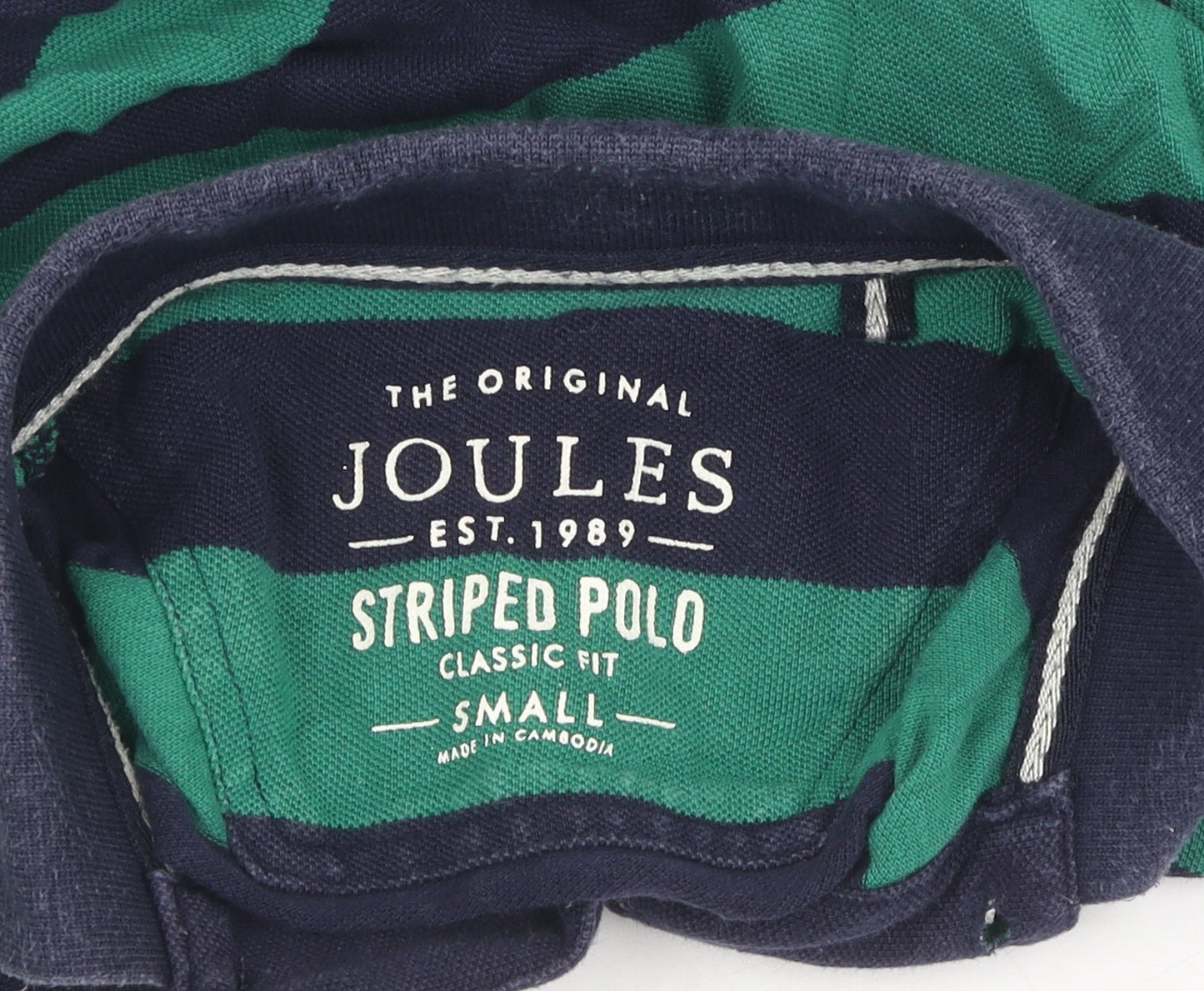 Joules Men's Green Striped Polo, Small, Classic Fit