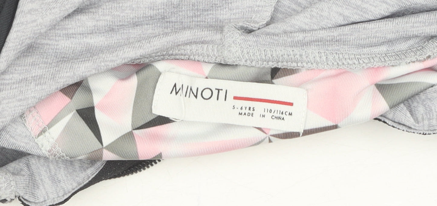 Brand and care label for Minoti boys’ grey full zip hoodie 5-6 years casual wear