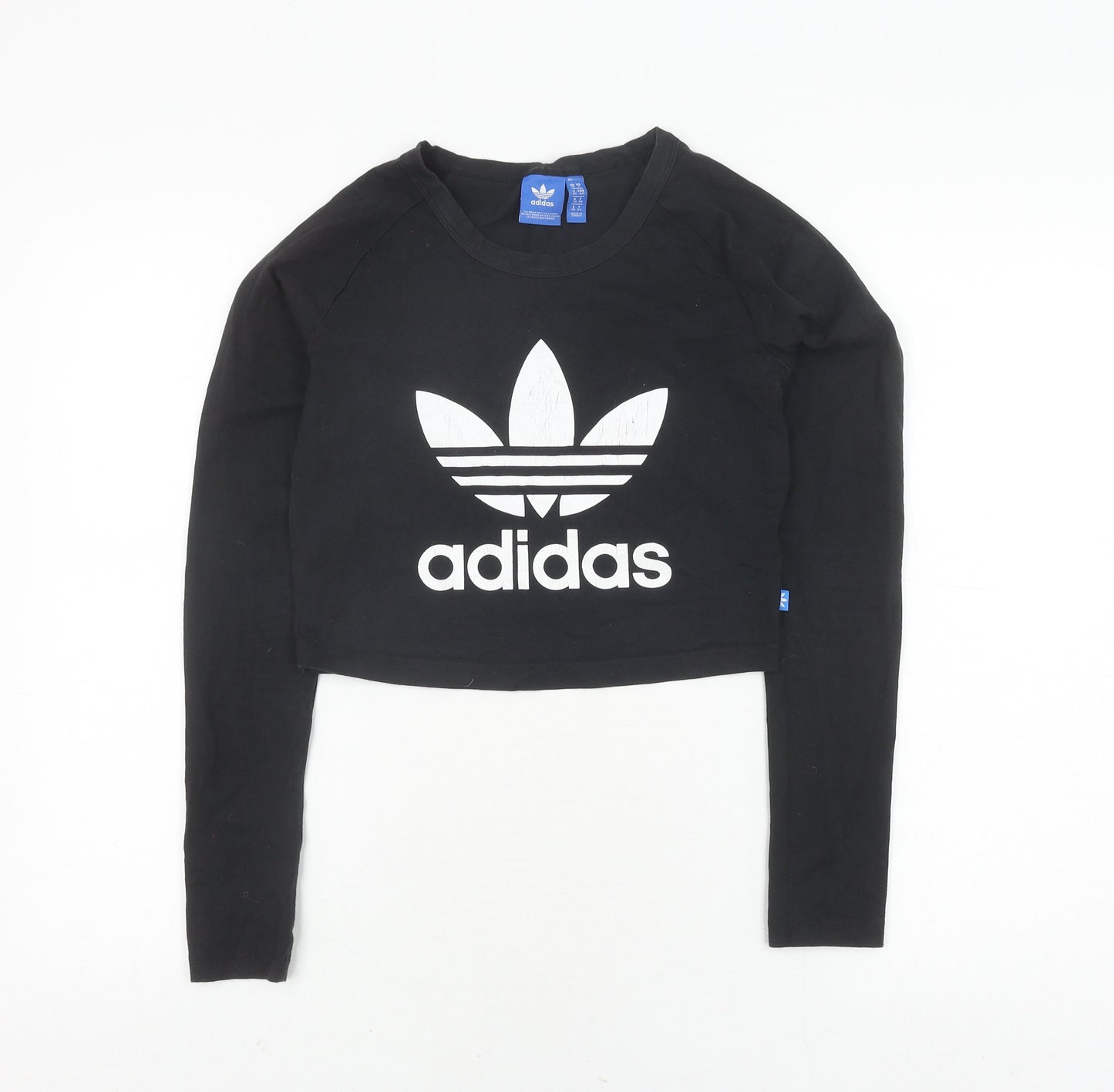 Adidas Women's Black Cropped T-Shirt Size 10