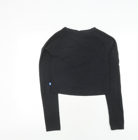 Adidas Women's Black Cropped T-Shirt Size 10