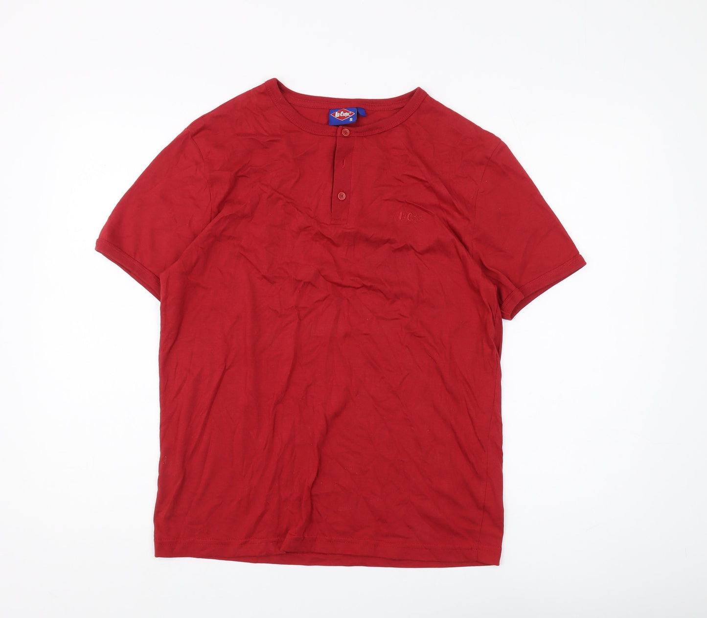 Lee Cooper Unisex Red Basic Henley T-Shirt S