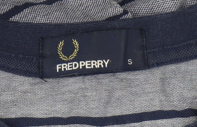 Fred Perry Men's Grey Striped T-Shirt, Size S, Cotton