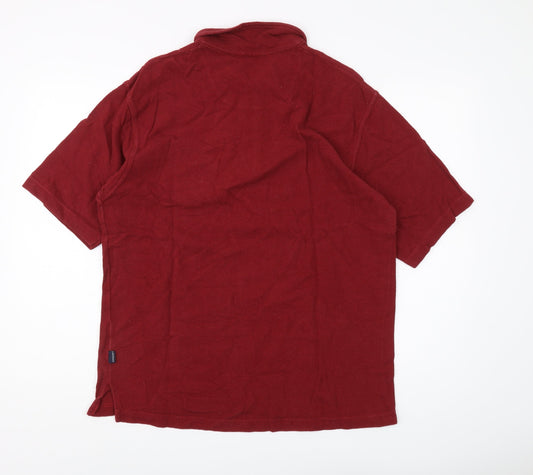 The Trader Co. Men's Red Polo Medium 1/4 Zip Cotton
