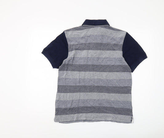 McKenzie Men's Grey Striped Polo, Size M, Cotton