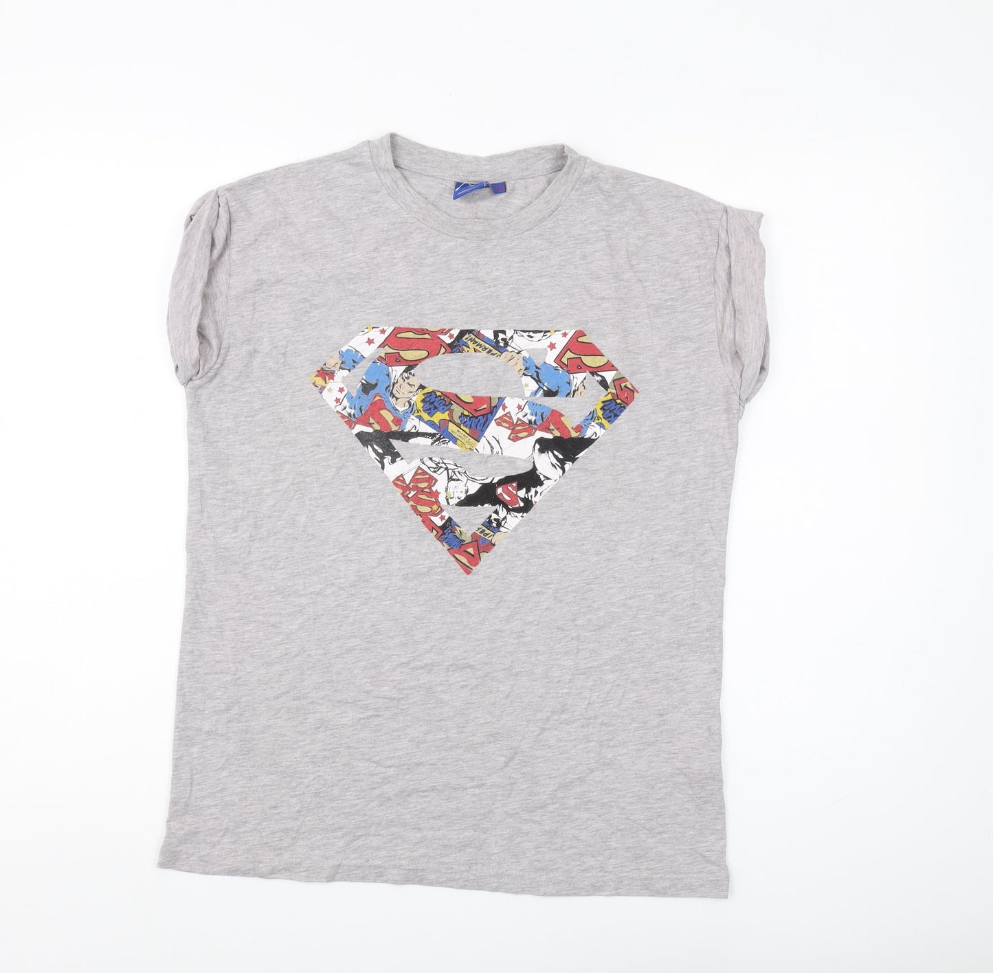 Superman Women's Grey T-Shirt, Size 10, Crew Neck Relaxed