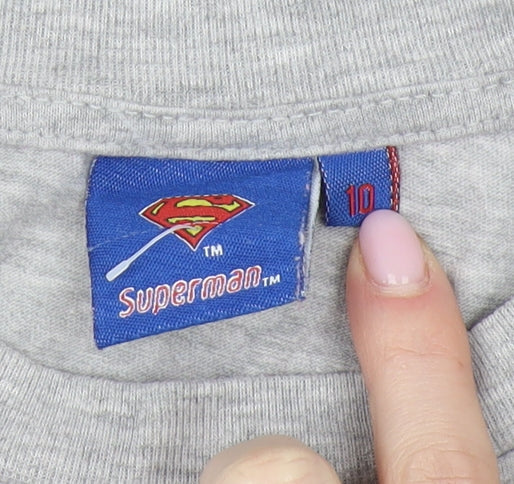 Superman Women's Grey T-Shirt, Size 10, Crew Neck Relaxed
