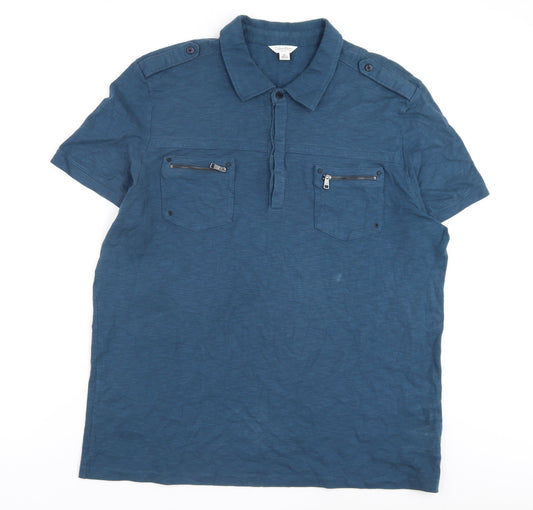 Calvin Klein Men's Blue XL Slim Fit Polo Shirt
