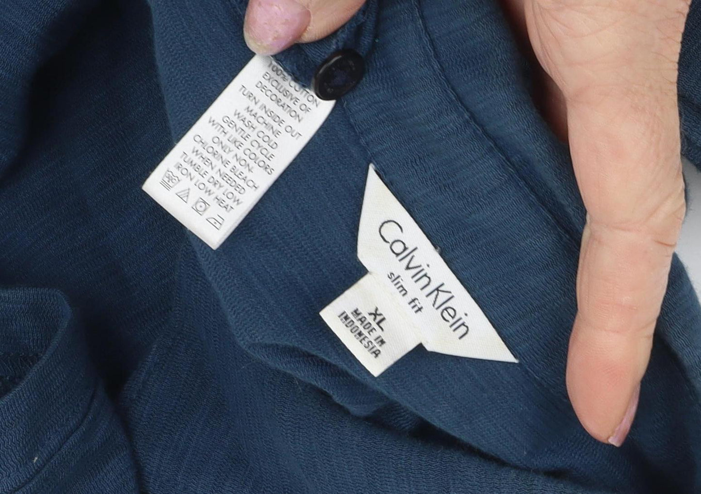 Calvin Klein Men's Blue XL Slim Fit Polo Shirt