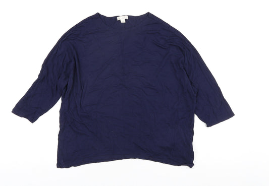 Gap Women's Blue S Round Neck 3/4 Sleeve Top