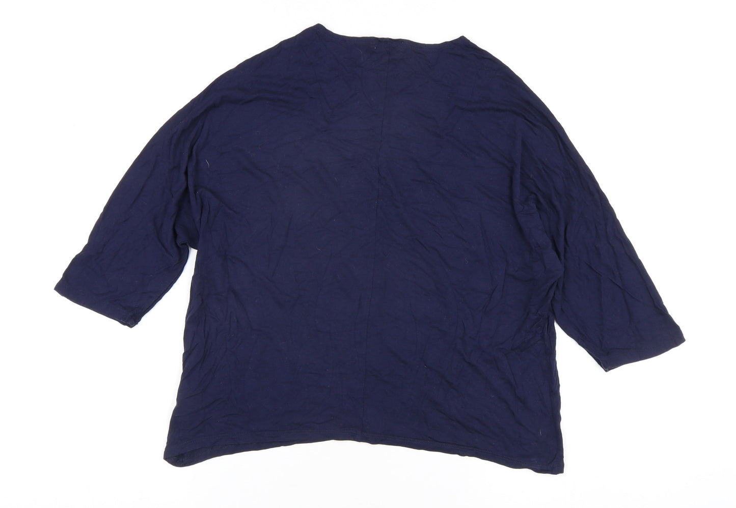 Gap Women's Blue S Round Neck 3/4 Sleeve Top