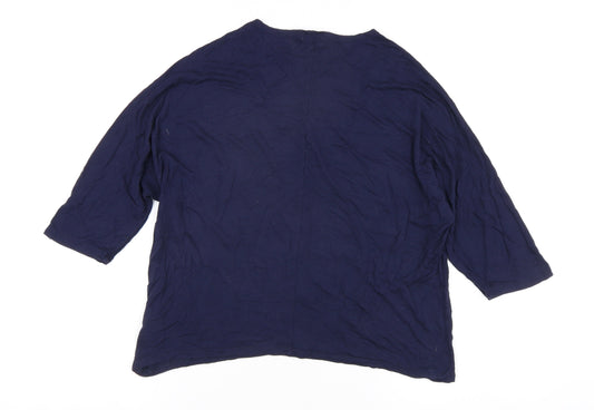 Gap Women's Blue S Round Neck 3/4 Sleeve Top