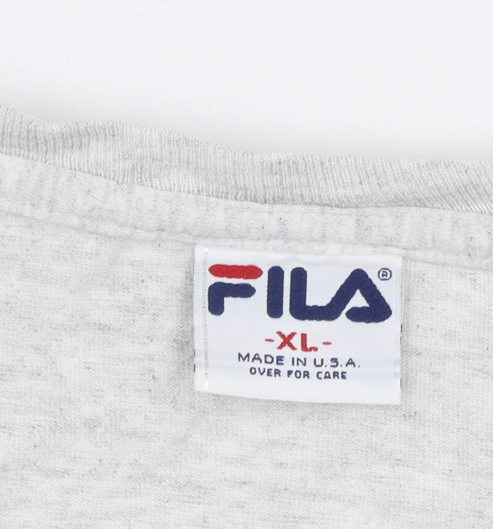 FILA Men's Grey XL Cotton Logo T-Shirt