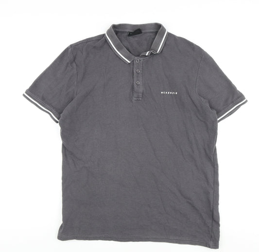 McKenzie Men's Grey Polo Shirt L Short Sleeve Logo