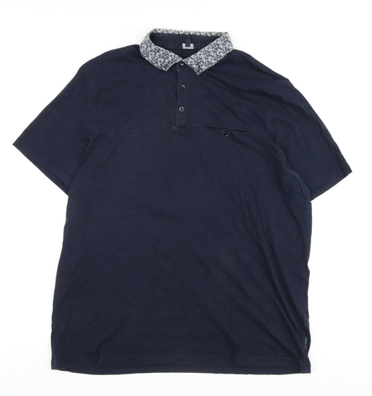 Ted Baker Men's Blue Polo, Size 6, Short Sleeve Classic