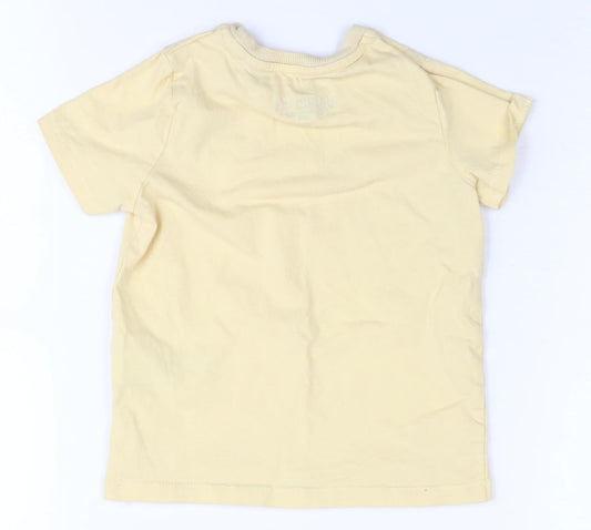 Marks and Spencer Boys Beige Cotton T-Shirt 3-4 Years