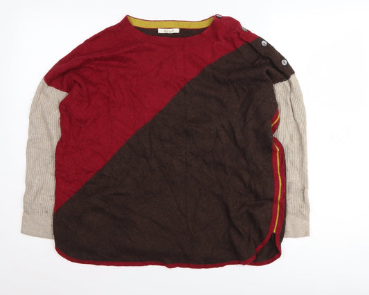 White Stuff Women's Multicoloured Crew Neck Pullover Jumper Size 16