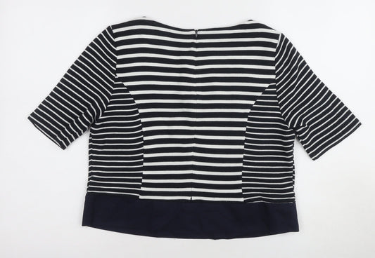 Womens UK Size 14 Laura Ashley Black Cotton Blend T-Shirt
