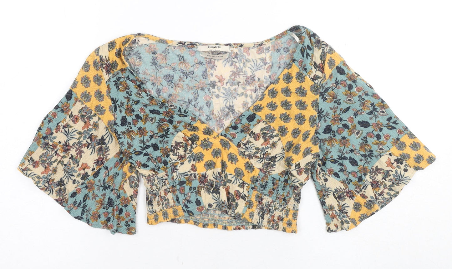 Pull&Bear Women's Floral Wrap Blouse, Size 12