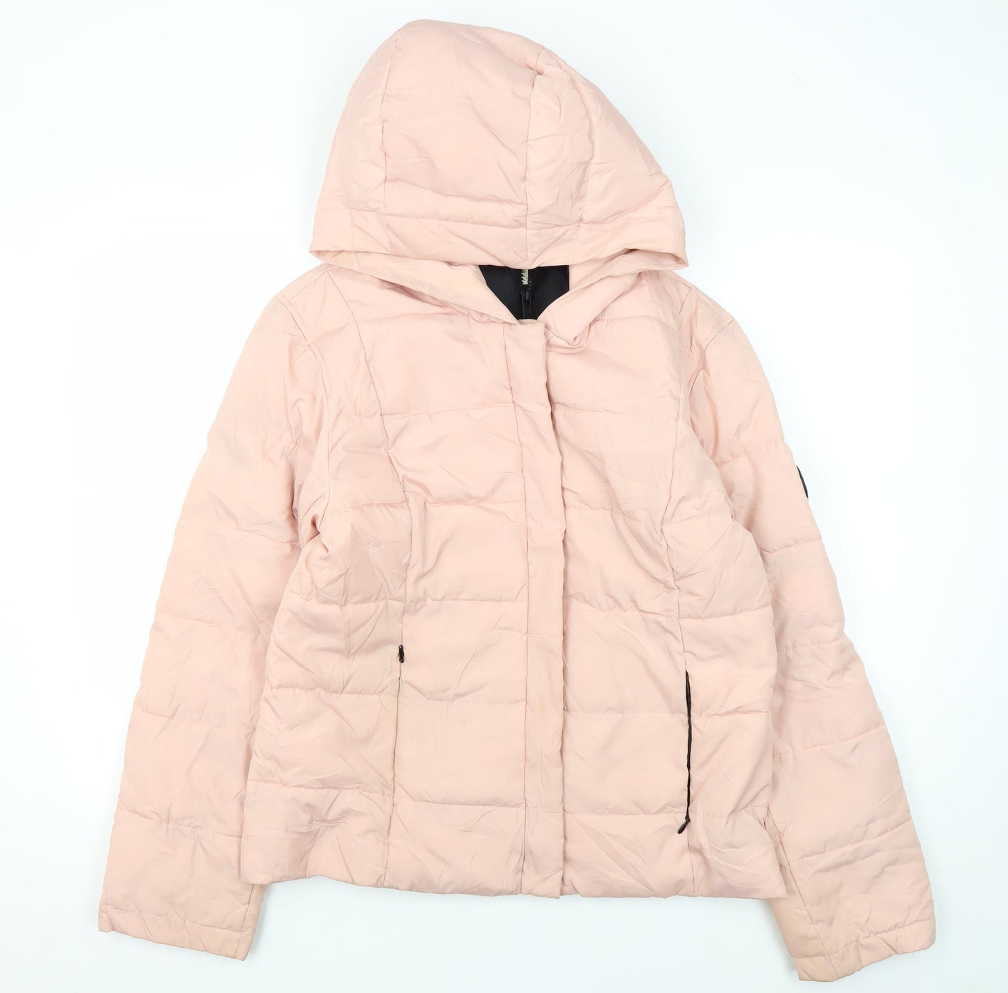 Jack Wills Pink Puffer Jacket Women Size 12 Hooded