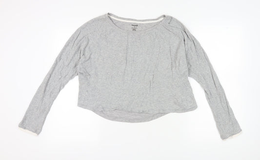 Reebok Women's Grey Long Sleeve Cotton T-Shirt S