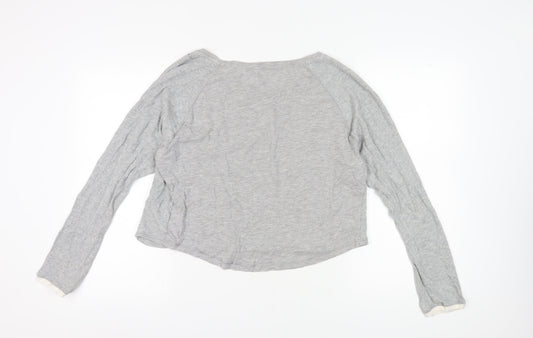 Reebok Women's Grey Long Sleeve Cotton T-Shirt S