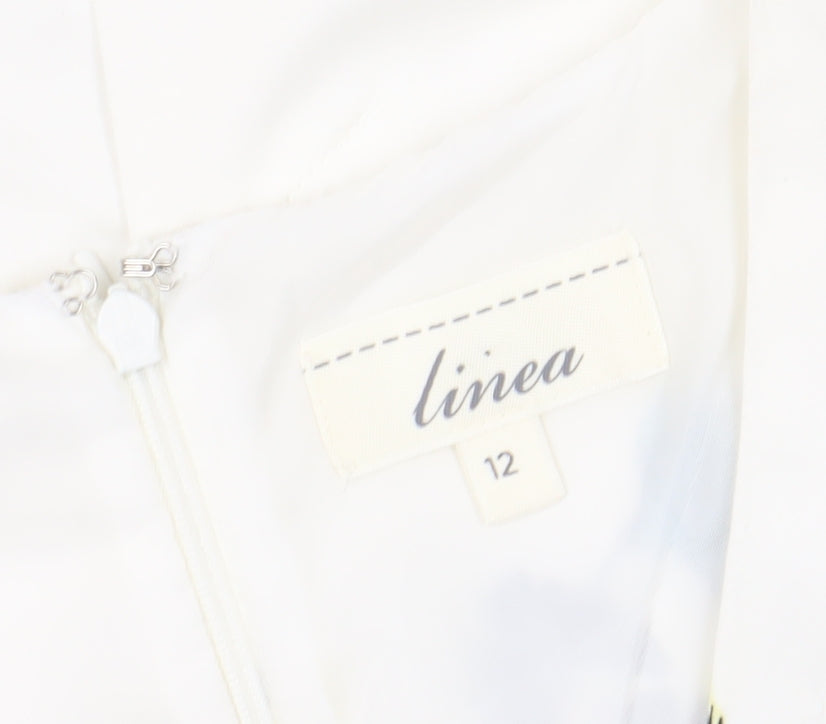 Brand and care label for Linea Women's Multicoloured Sheath Dress, size 12