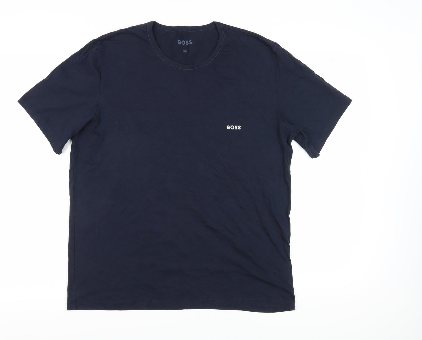 BOSS Men's Blue 2XL Cotton T-Shirt, Logo Accented
