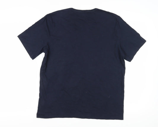 BOSS Men's Blue 2XL Cotton T-Shirt, Logo Accented