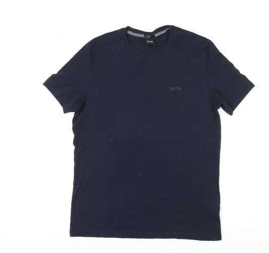 Hugo Boss Men's Blue Slim Fit T-Shirt L Solid Cotton