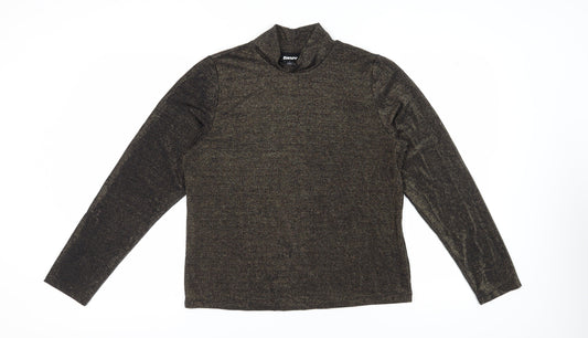 DKNY Women's Black Mock Neck Long Sleeve T-Shirt