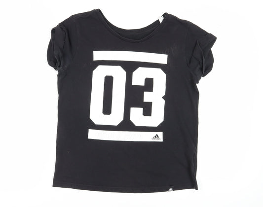 Unisex Adultss UK Size M adidas Black Cotton Blend T-Shirt