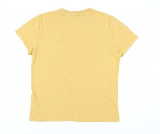 Superdry Men's Yellow Cotton T-Shirt, M, Crew Neck, Logo