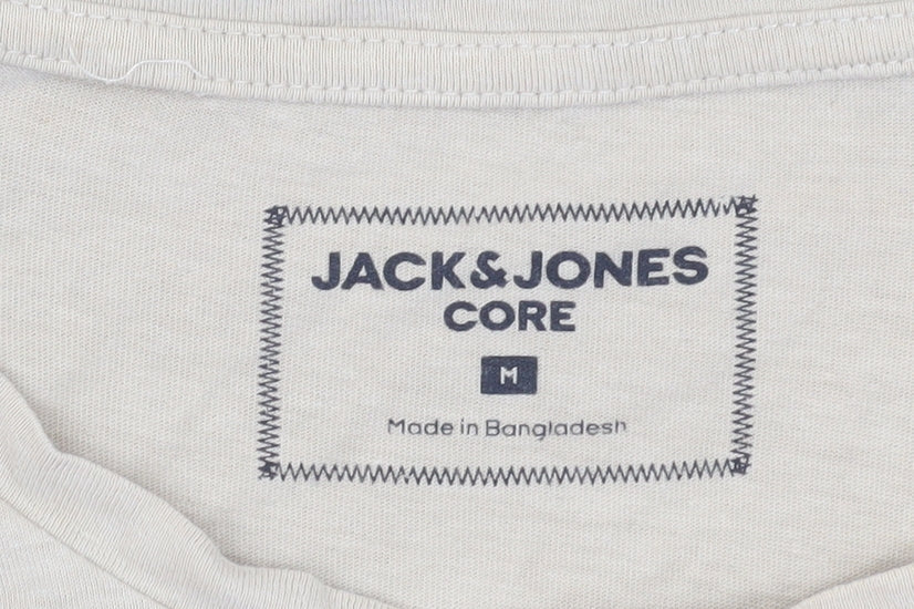 Jack & Jones Men's Beige T-Shirt, Medium, Casual Style