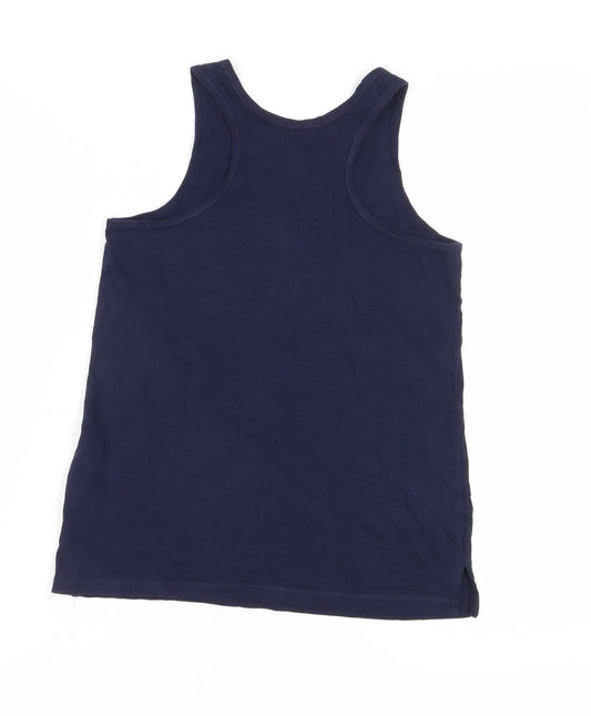 GAP Girls Blue Sequin Logo Tank Top, 12 Years, Cotton