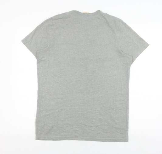 Hollister Men's Grey Surfboard Graphic T-Shirt L